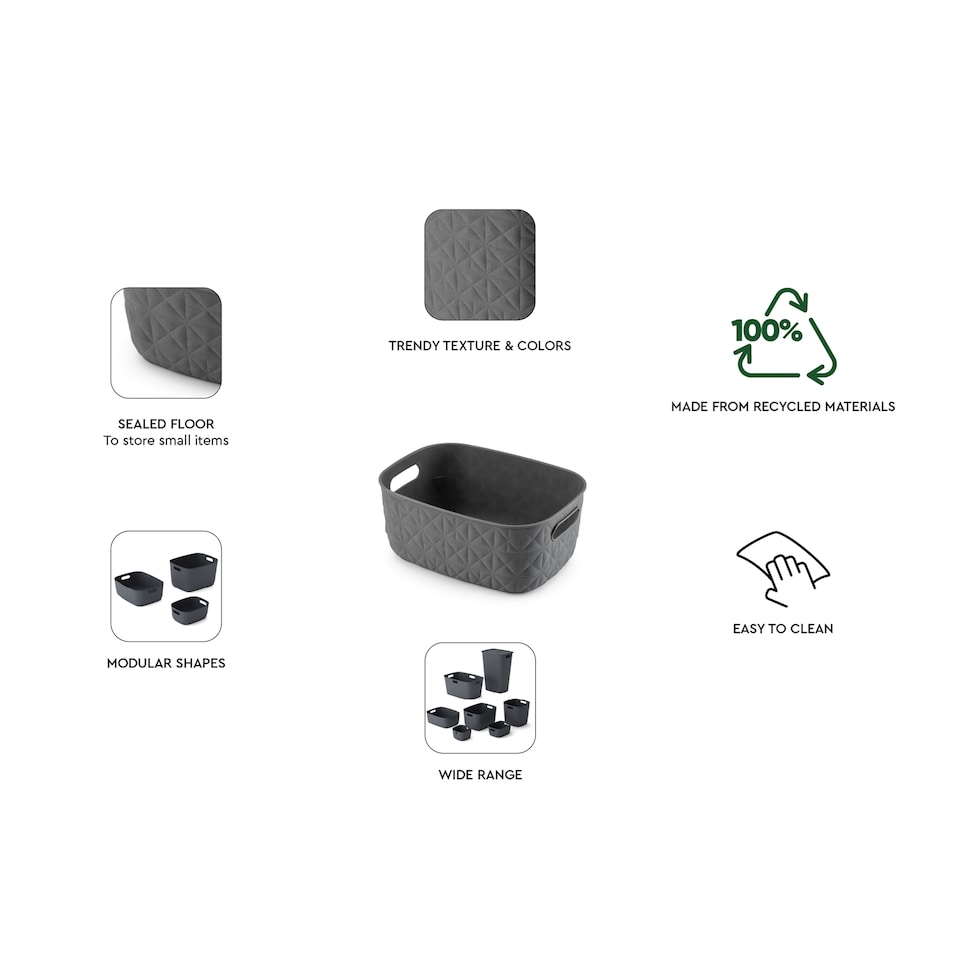 image 1 of Curver Softex Grey Storage Basket Small 4L