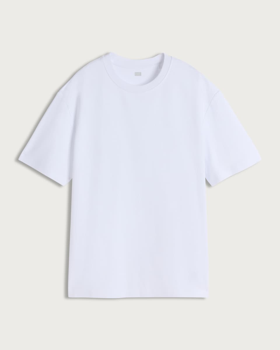 image 1 of F&F Pure Cotton Short Sleeved Relaxed Fit T-Shirt in White