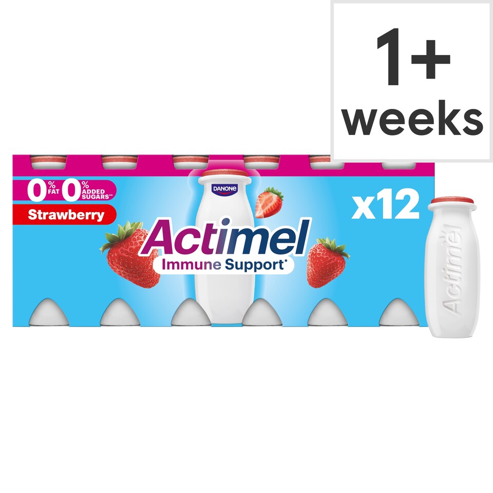 image 1 of Actimel Strawberry Fat Free Immunity Live Yoghurt Drink Multipack 12X100g