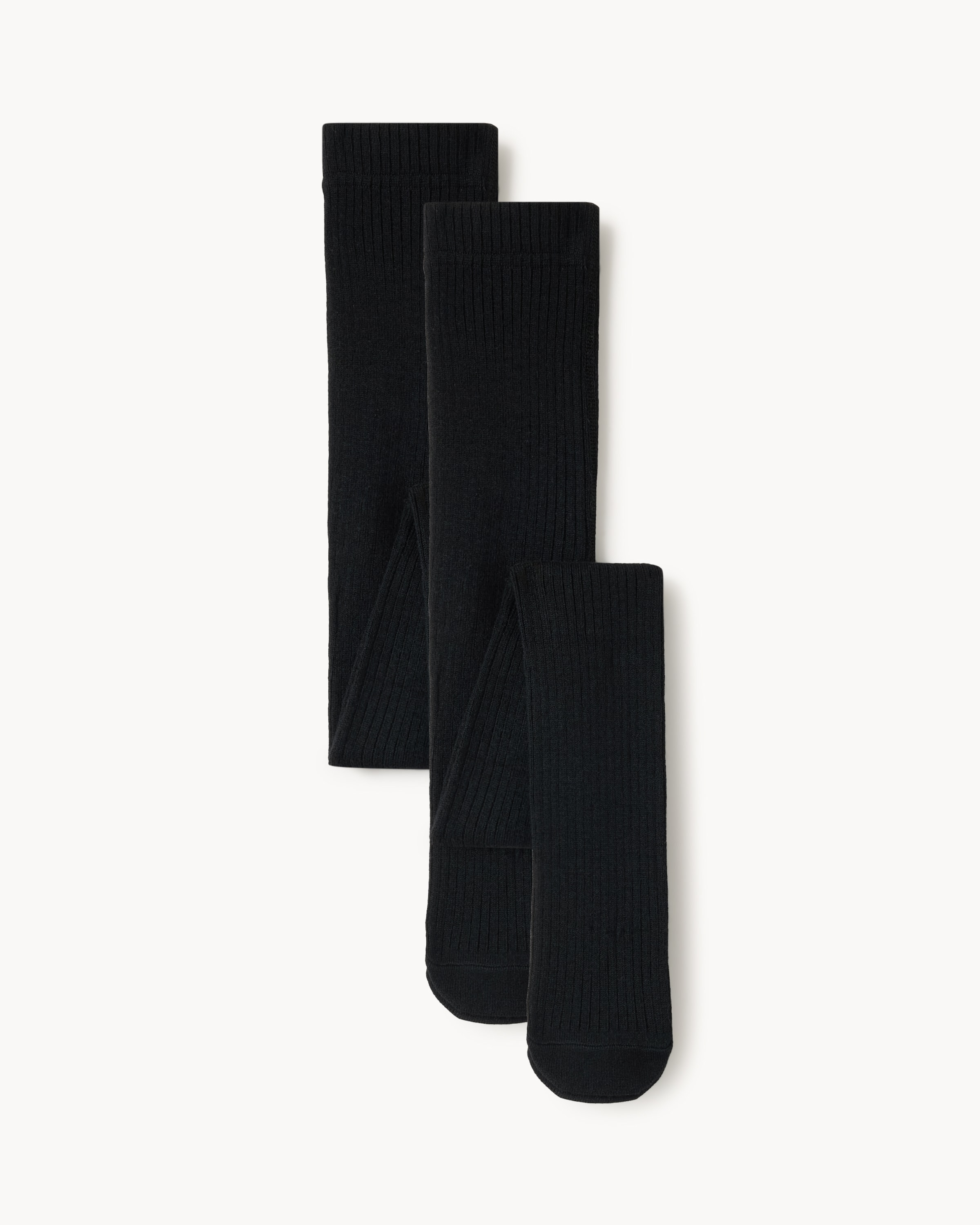 F&F Girls 2-Pack WARMPLUS⢠Ribbed Medium Warmth Thermal Tights in Black, 5-6 Years