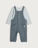 image 1 of F&F Baby 2-Piece Stripe Print Bodysuit and Dungarees Set in Grey