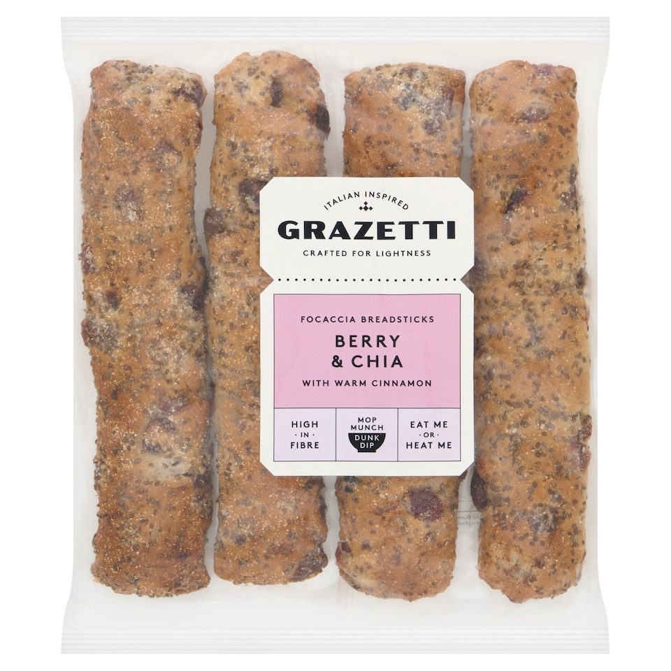 Panelto Grazetti Berry & Chia Focaccia Breadsticks 4 Pack