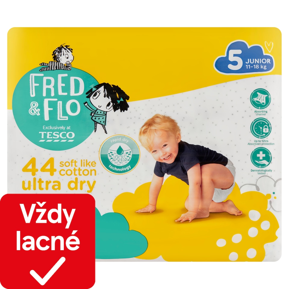 obrázok 1 z Fred & Flo Ultra Dry plienky Junior 5 11-18 kg 44 ks