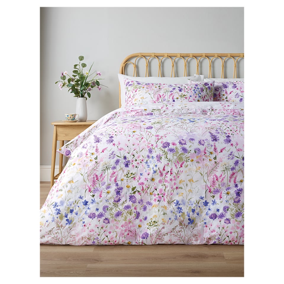 image 1 of Tesco WWF Watercolour Floral Duvet Set Double