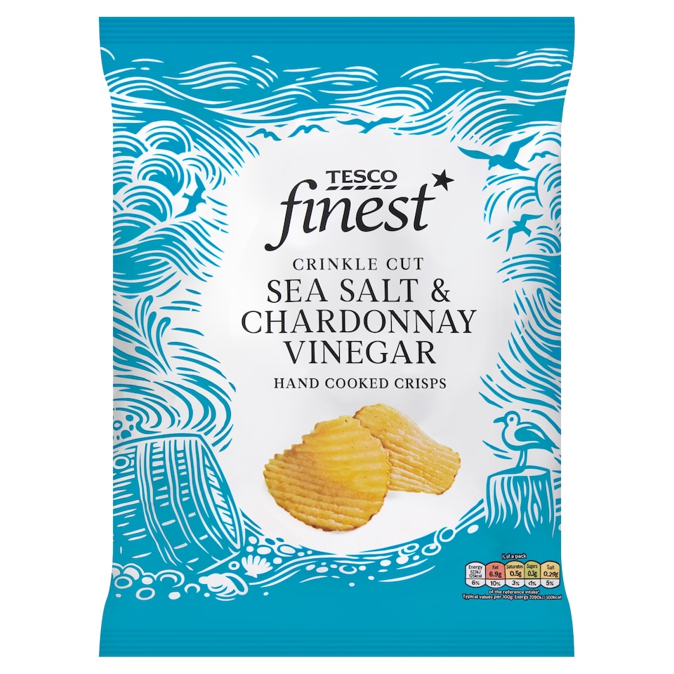 Tesco Finest Crinkle Cut Sea Salt & Chardonnay Vinegar Crisps 150g