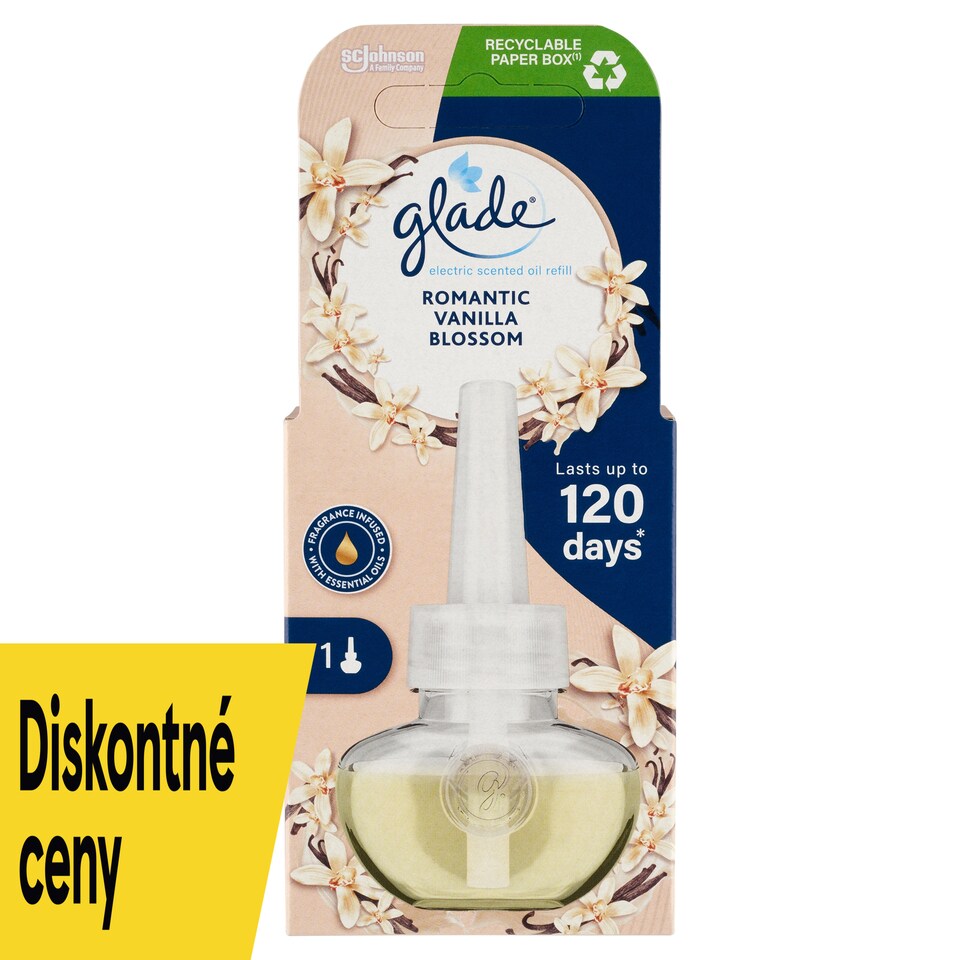 obrázok 1 z Glade Romantic Vanilla Blossom elektrický tekutý osviežovač vzduchu náplň 20 ml