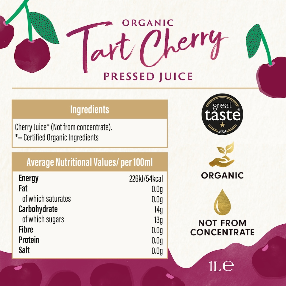 image 1 of  Biona Organic Tart Cherry Pressed Juice 1L