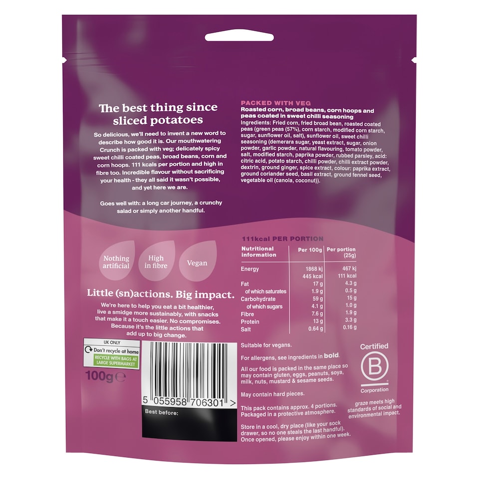 image 1 of Graze Sweet Chilli Crunch Snack 100G