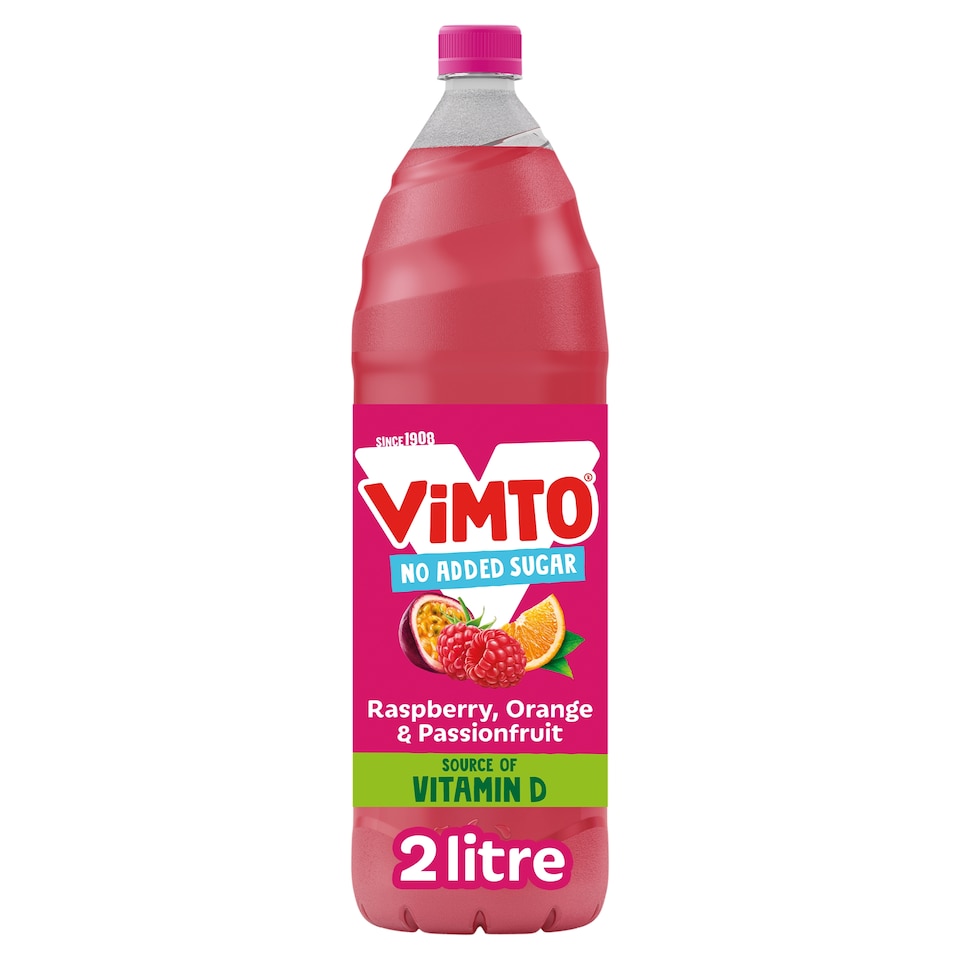 image 1 of Vimto Raspberry, Orange and Passionfruit No Added Sugar Real Fruit Squash 2L