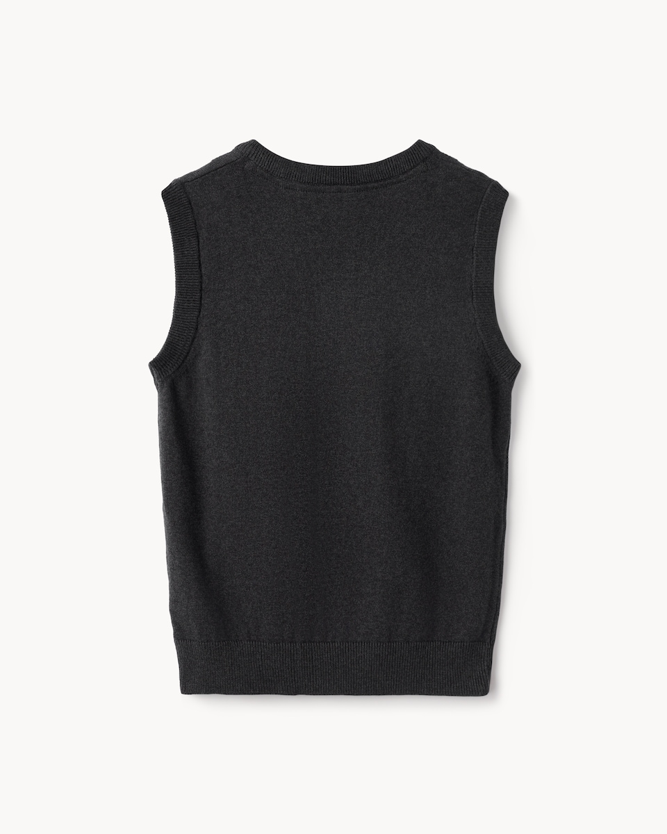 image 1 of F&F School Unisex Pure Cotton V-Neck Tank Top in Grey
