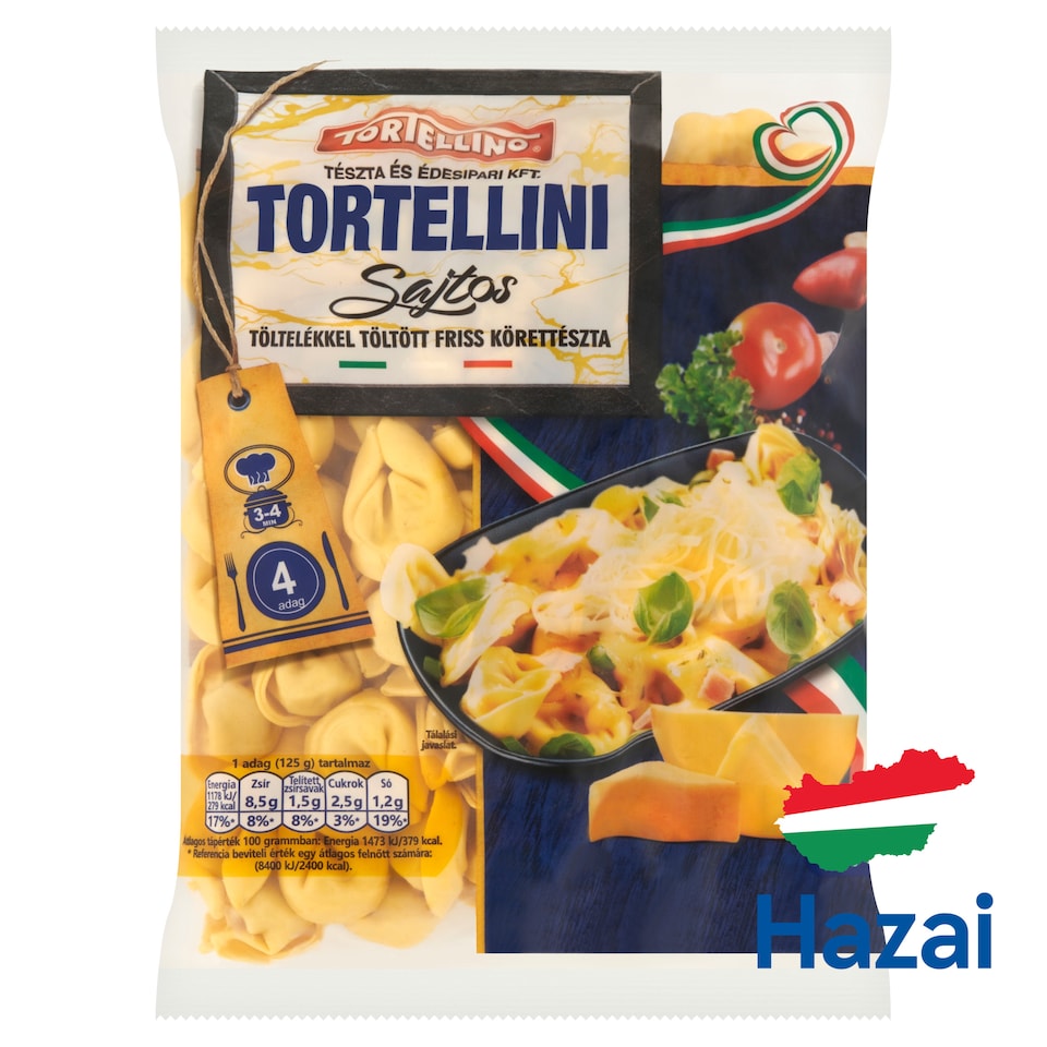 Tortellino Tortellini sajtos töltelékkel töltött friss körettészta 500 g