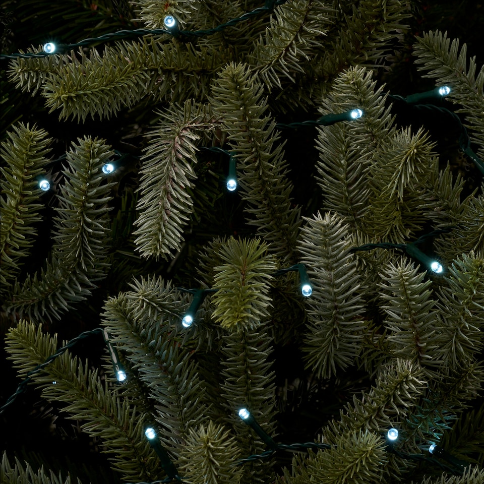 image 1 of Tesco 100 Battery Multifunction Bright White Timer LED Christmas Lights