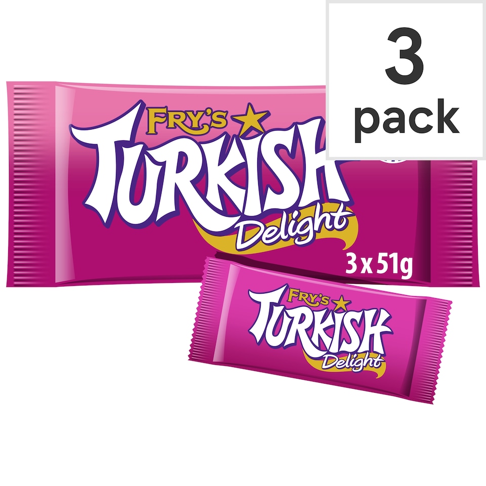 Fry's Turkish Delight Chocolate Bar 3 Pack Multipack 153g