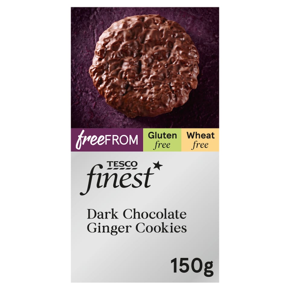 Tesco Finest Free From Dark Chocolate Ginger Cookies 150G