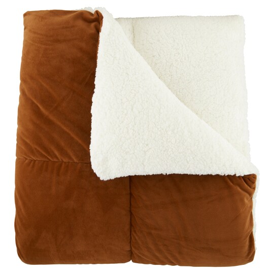 Fox & Ivy Ginger Sherpa Velvet Throw Tesco Groceries
