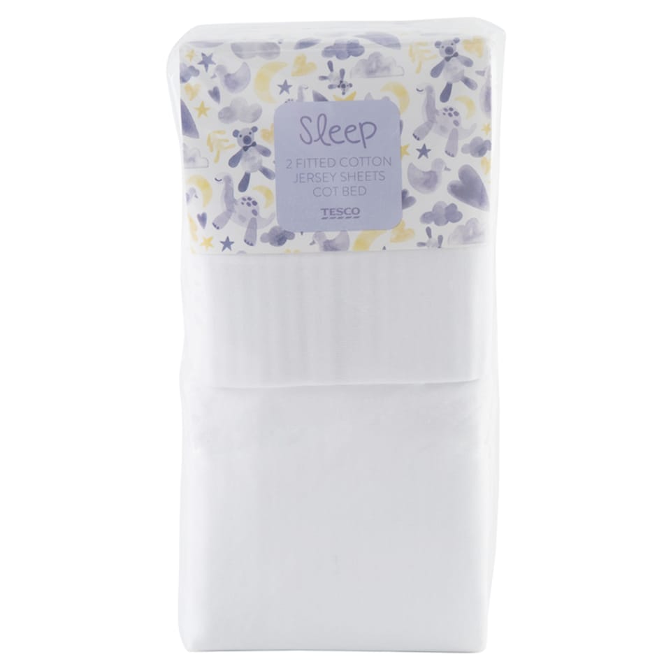 Tesco 2 Fitted Cotton Jersey Sheets Cot Bed