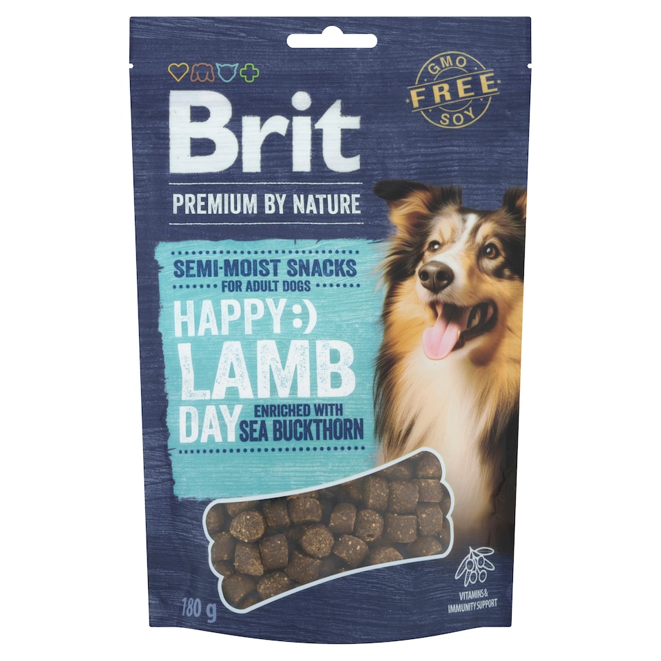 Obrázek 1 pro produkt Brit Premium by Nature Poloměkký pamlsek pro psy jehněčí obohaceno o rakytník řešetlákový 180g