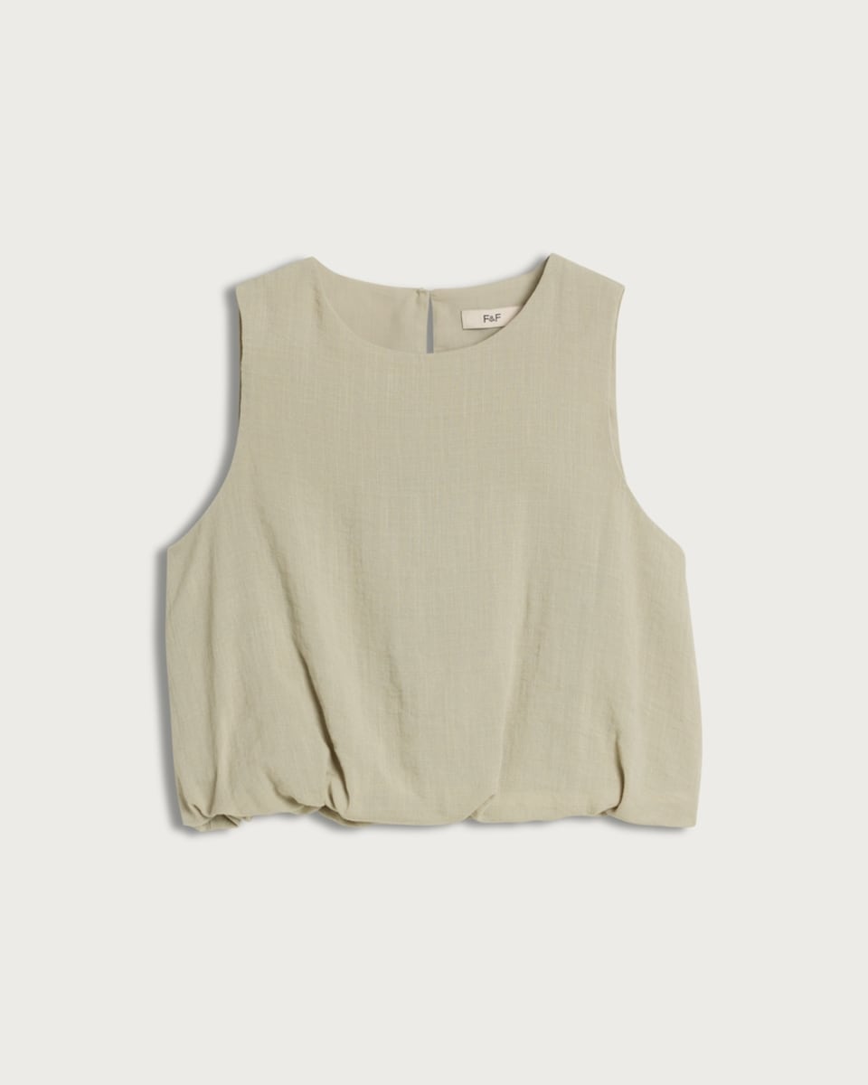 image 1 of F&F Bubble Hem Sleeveless Co-ord Top in Green