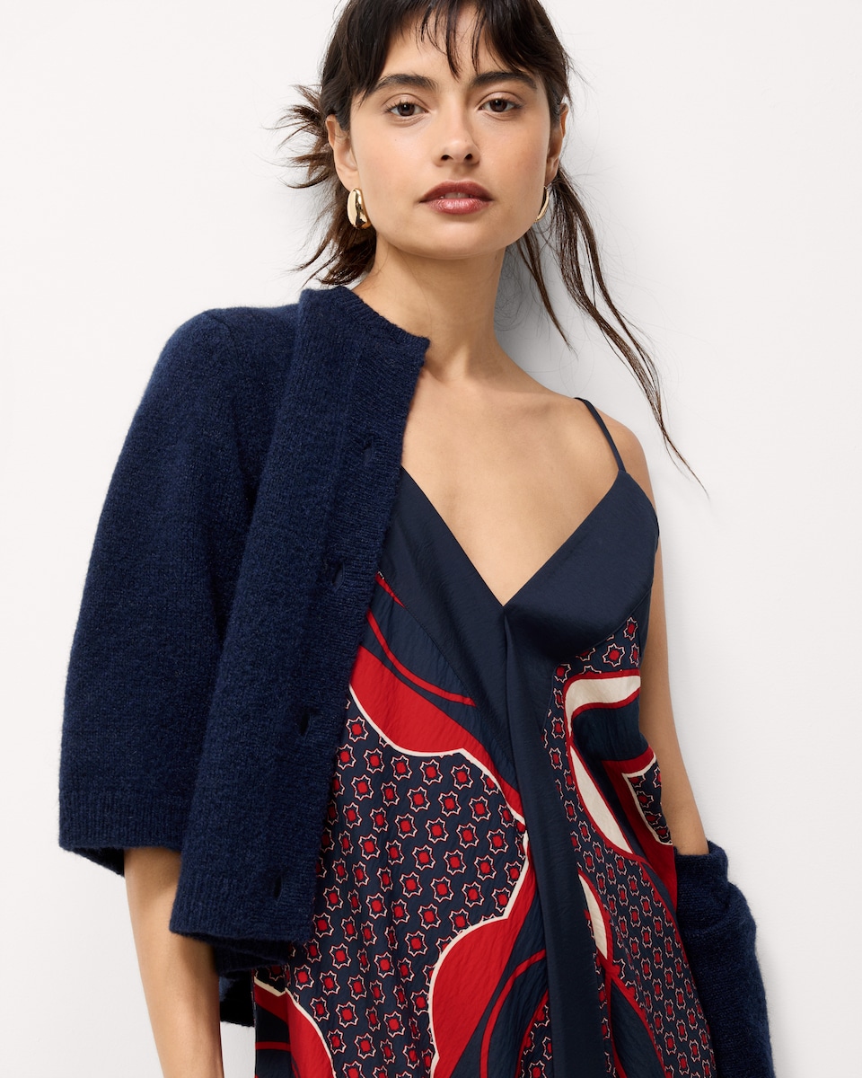 image 1 of F&F Hanky Hem Maxi Dress in Navy