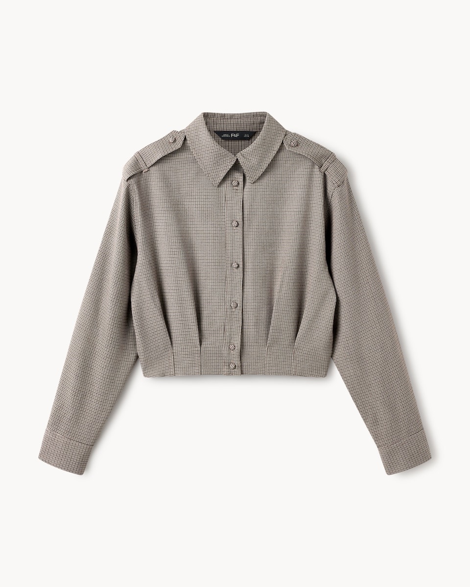 image 1 of F&F Checked Cropped Shirt in Multi Brown
