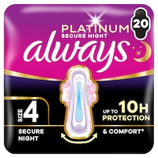 Always Platinum Sanitary Towels Secure Night (Size 4) 20 Pads
