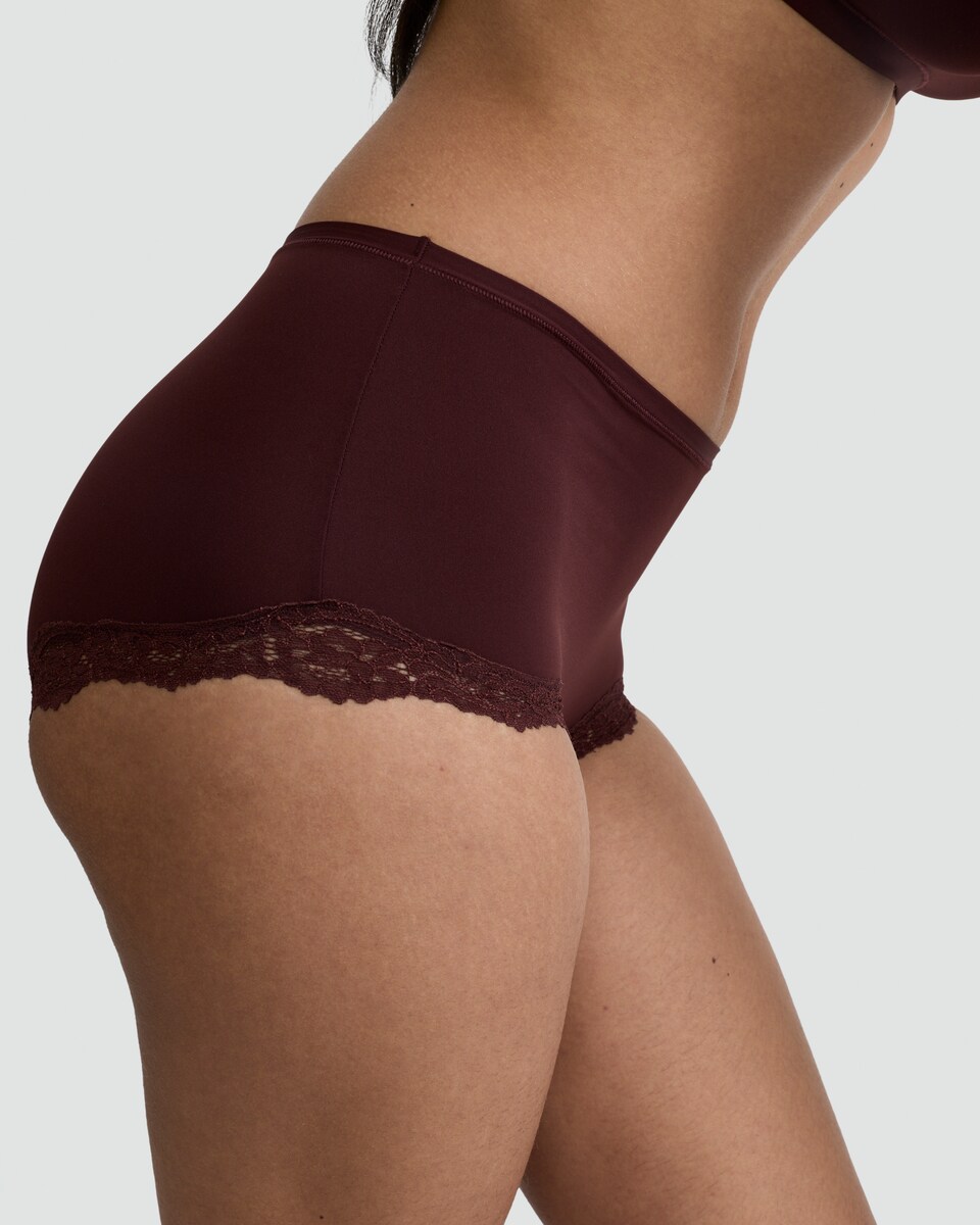 image 1 of F&F 2-Pack Contour Lace Trim Short Knickers in Purple