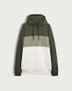 image 4 of F&F Textured Cotton Rich Colour Block Drawstring Hoodie in Khaki