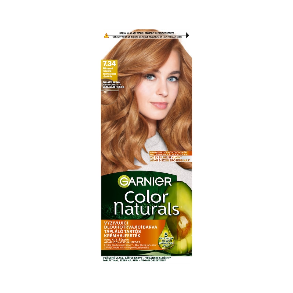 Garnier Color Naturals tartós hajfesték 7 .34 Természetes rézvörös, 60 +40 +12 ml