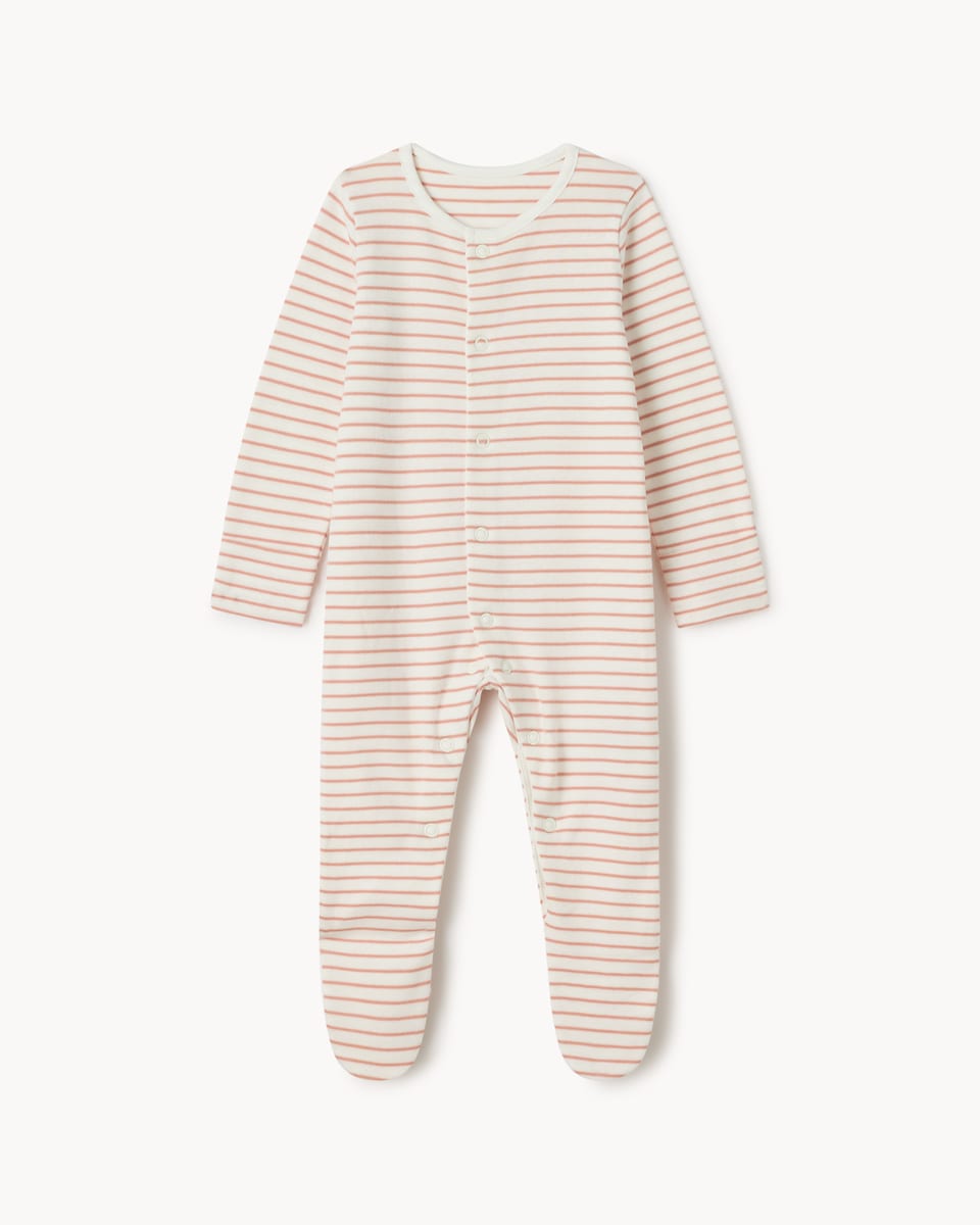 image 1 of F&F Baby 5-Pack Pure Cotton Printed Long Sleeved Sleepsuits in Pink