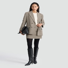 The F&F Edit Houndstooth Print Double Breasted Blazer in Brown
