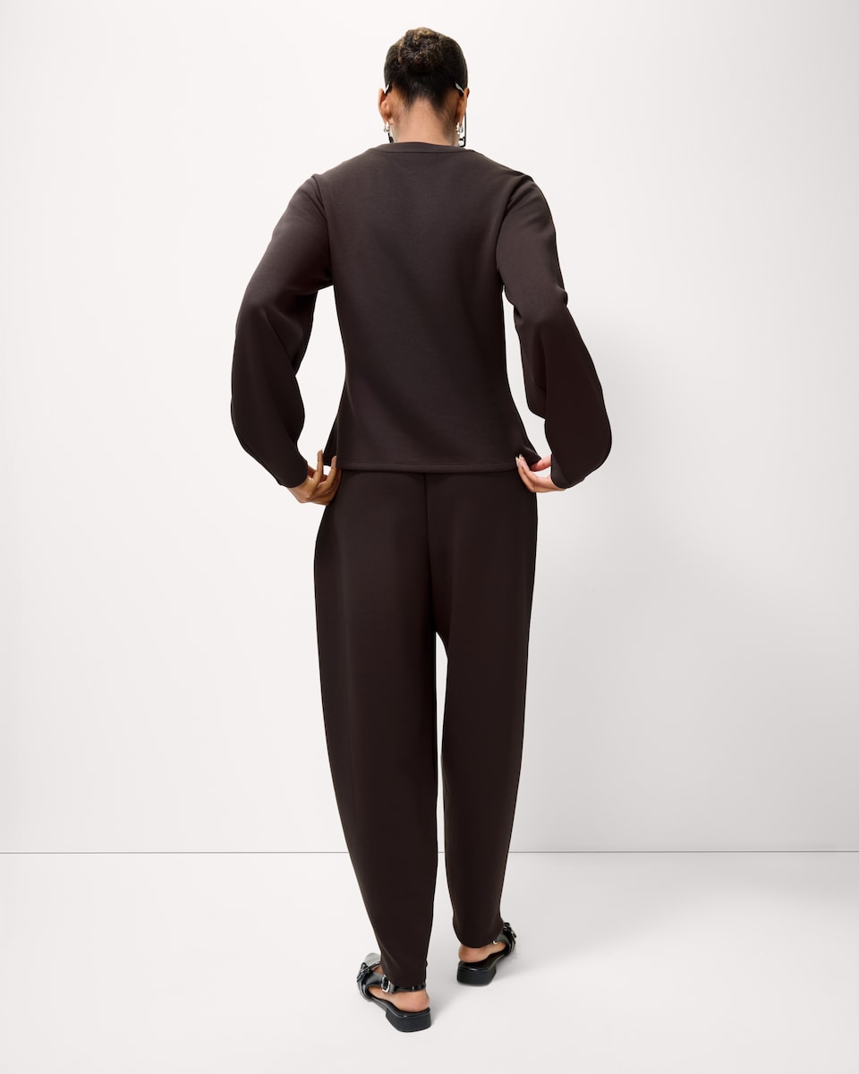 image 1 of F&F Scuba Barrel Leg Co-ord Trousers in Chocolate