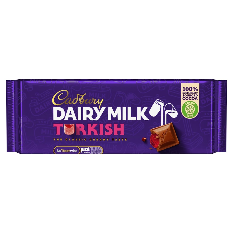 Cadbury Dairy Milk Turkish Delight Chocolate Bar 47g