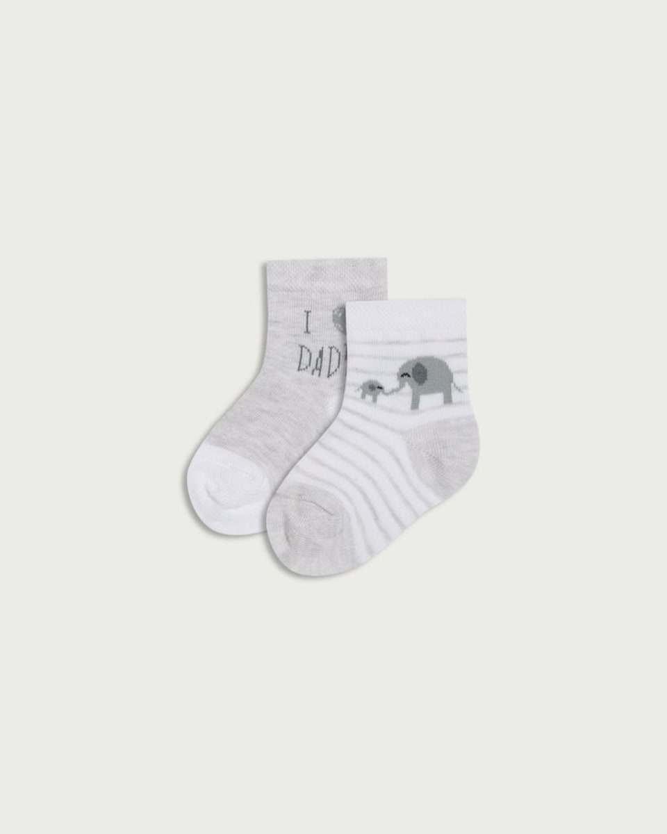 F&F Baby 2-Pack Elephant and I Love Dad Socks in Multi