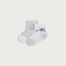 F&F Baby 2-Pack Elephant and I Love Dad Socks in Multi