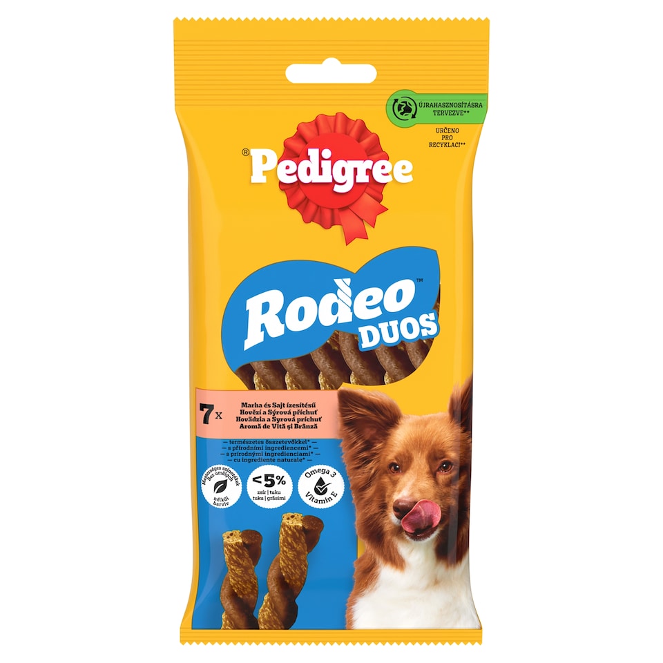 Pedigree Rodeo Duos hovězí a sýrová příchuť 7 ks 123g