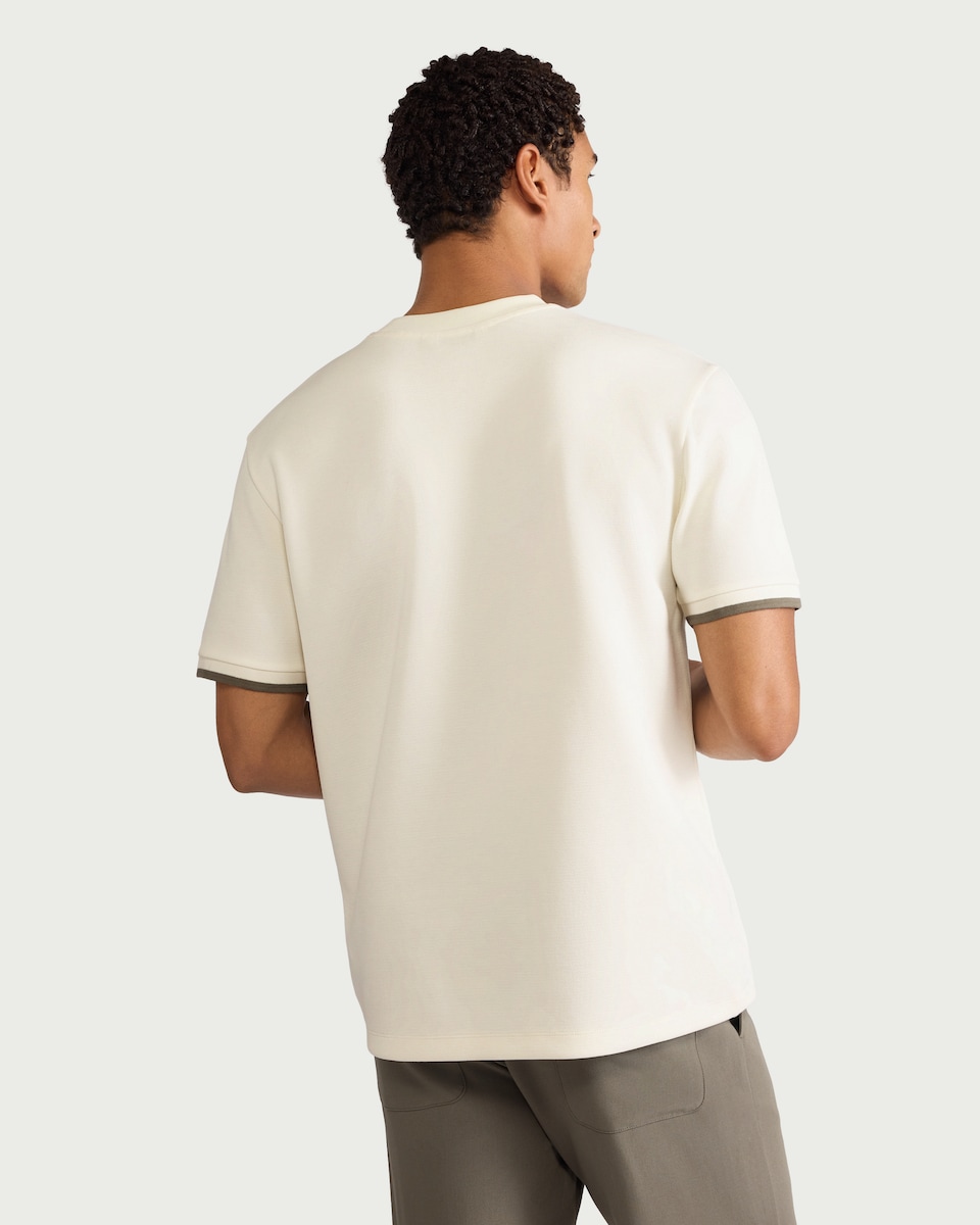 image 1 of F&F Textured Tipped Relaxed Fit T-Shirt in Ecru