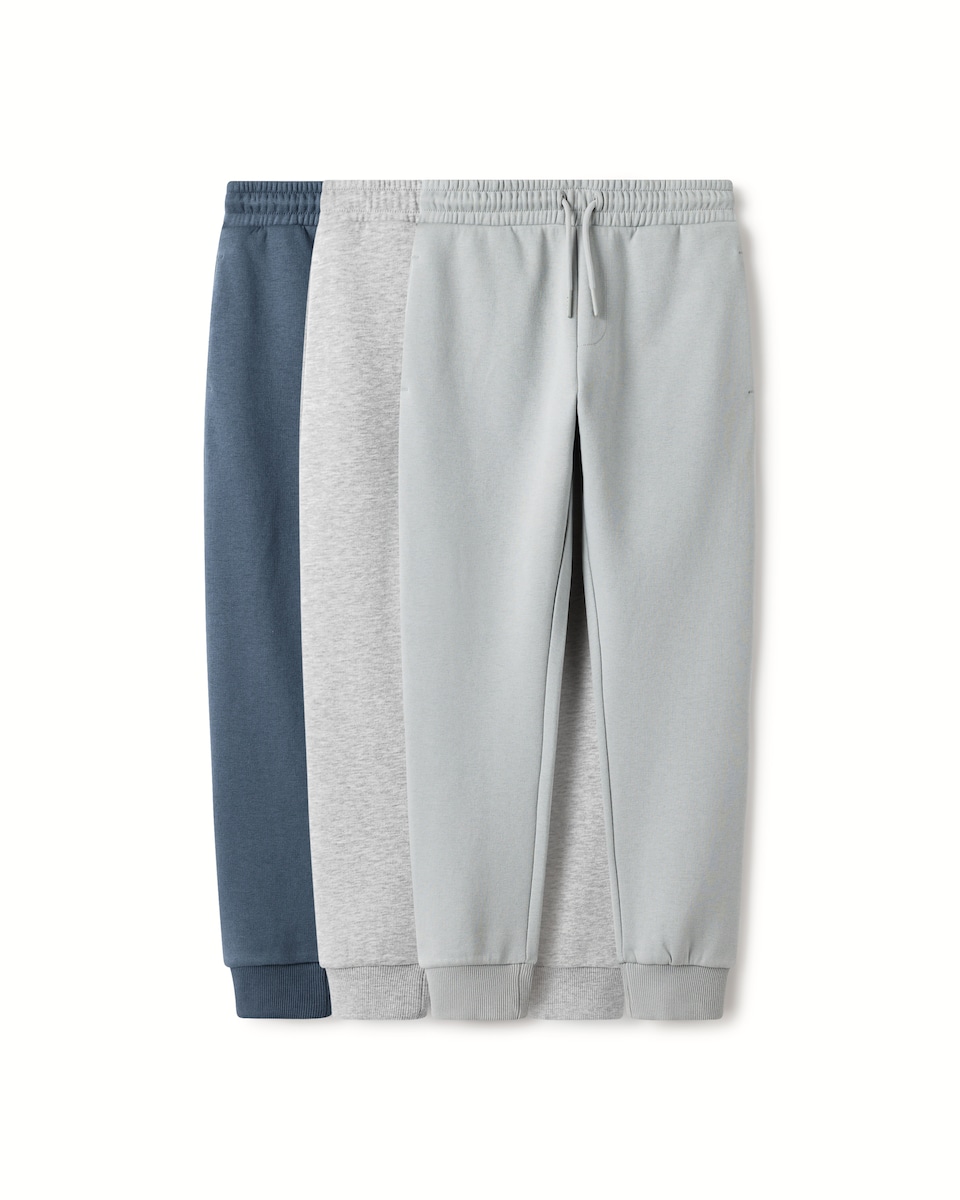 image 1 of F&F Boys 3-Pack Cotton Rich Joggers in Blue