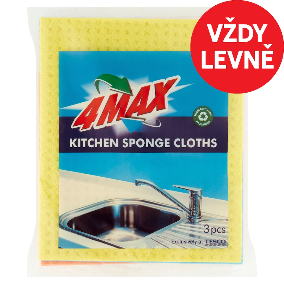 Tesco Kitchen Sponge Cloths 3 pcs