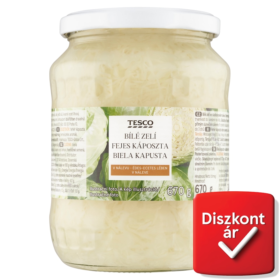 Tesco fejes káposzta édes-ecetes lében 670 g