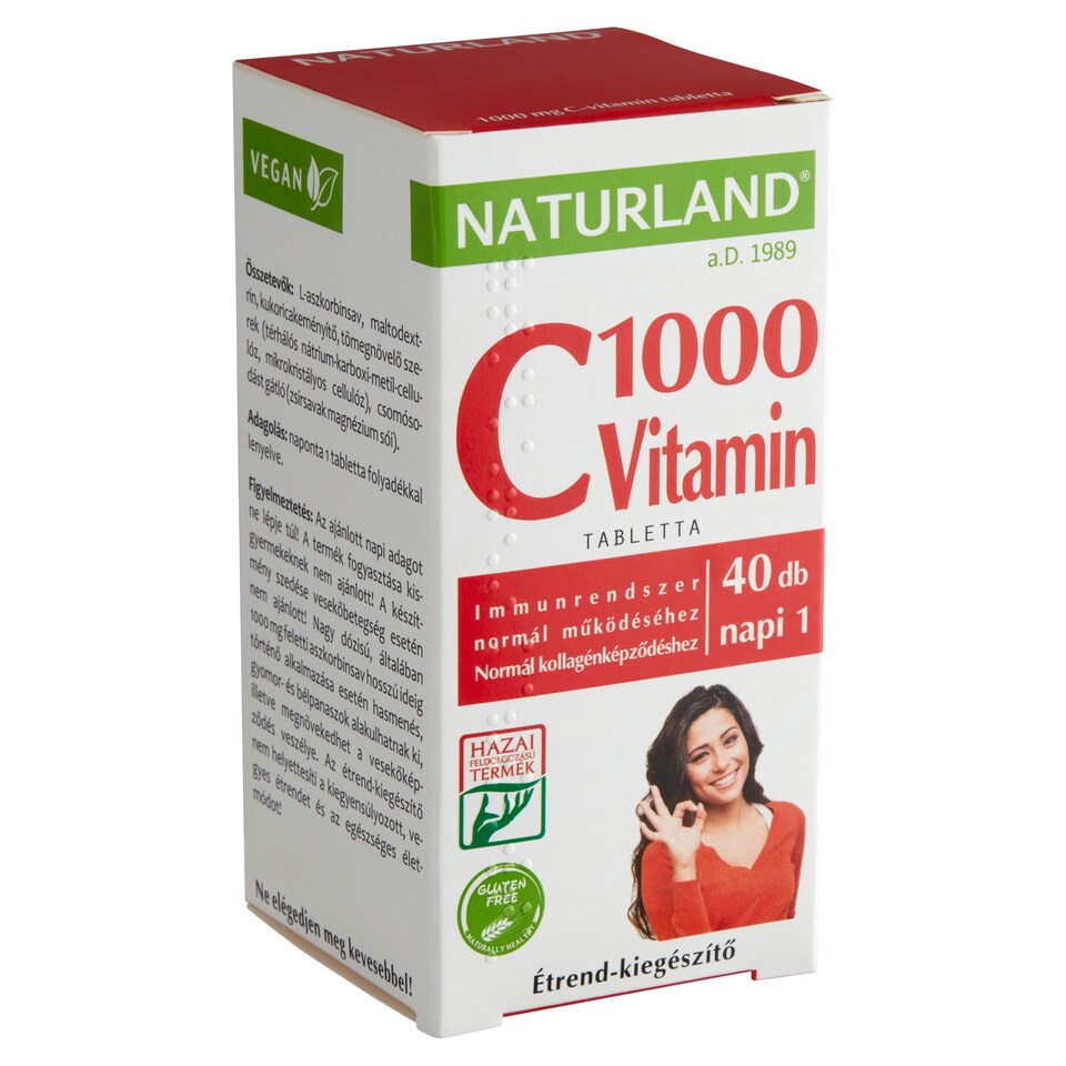 Naturland 1000 mg Vitamin C Tablets Dietary Supplement 40 pcs 52 g