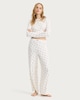 image 1 of F&F Snit Textured Heart Print Button Top and Bottoms Pyjama Set in Cream
