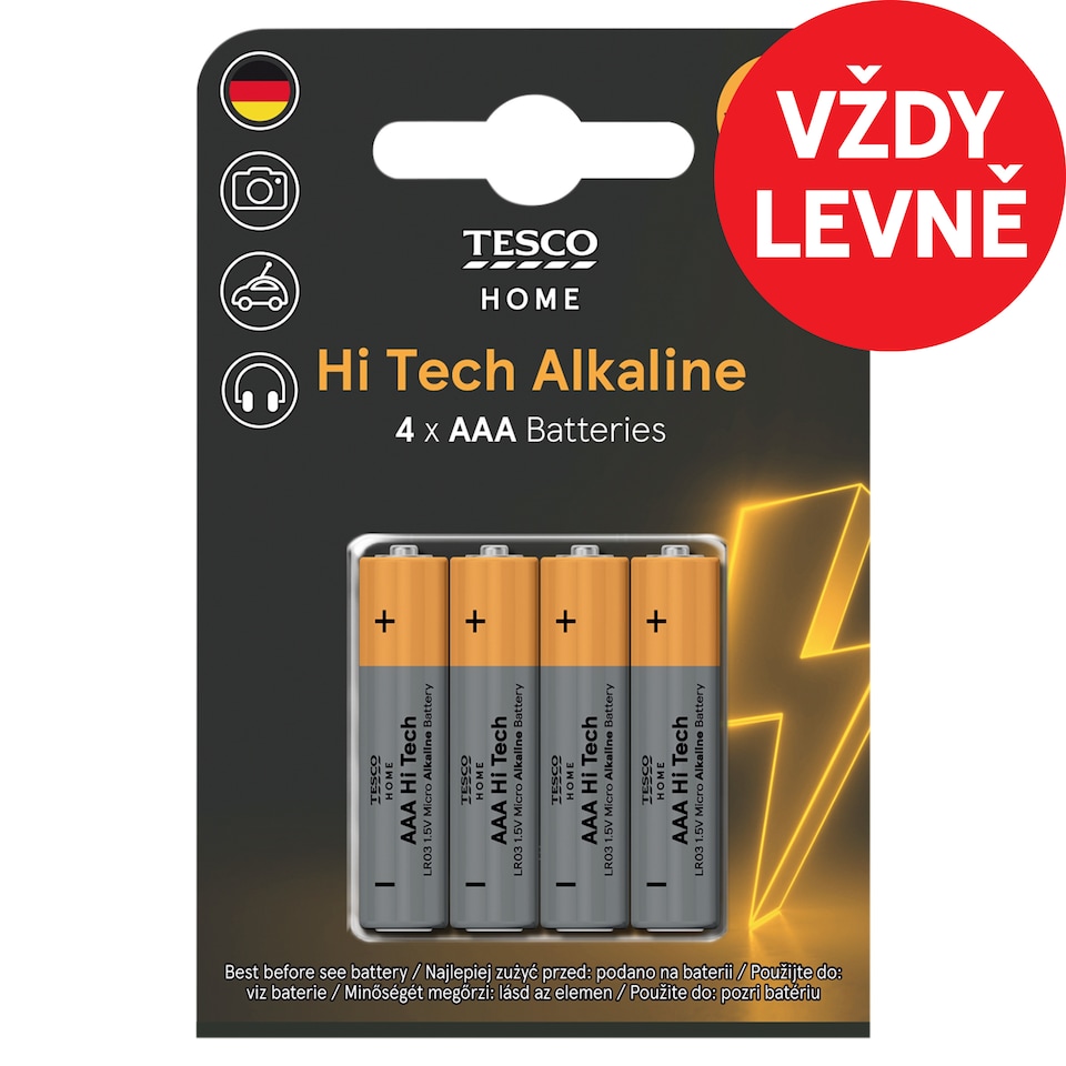 Tesco Home AAA Micro Alkaline Batteries 4 pcs