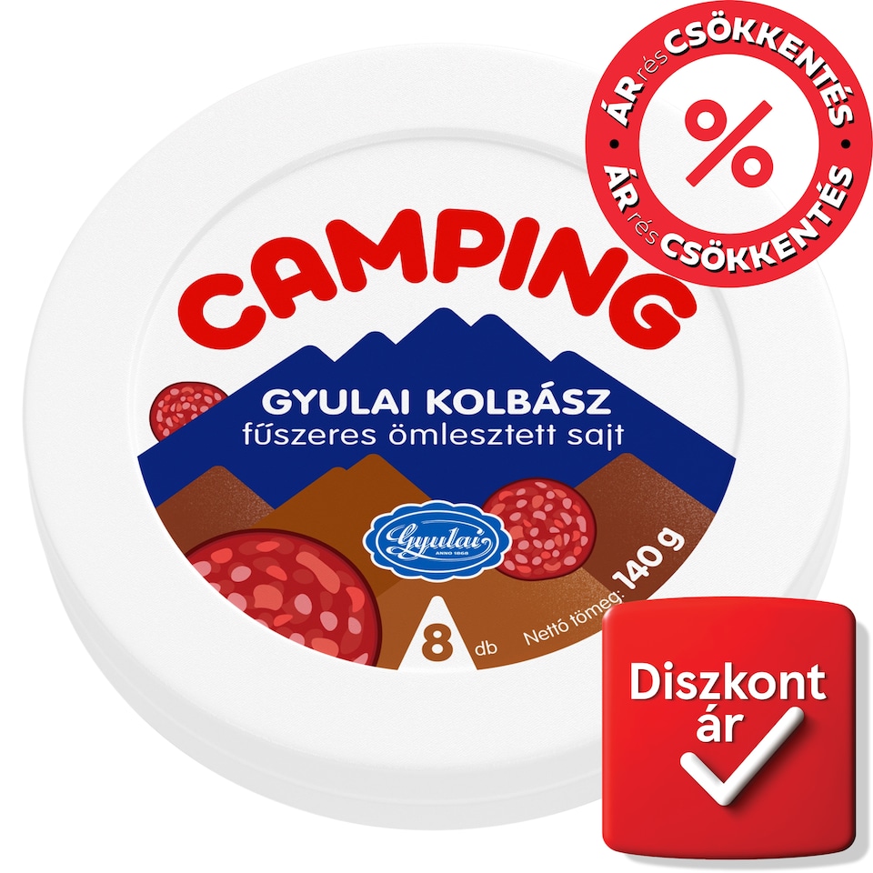 Camping gyulai kolbász fűszeres ömlesztett sajt 8 db 140 g