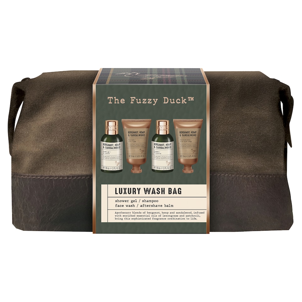 image 1 of Baylis & Harding The Fuzzy Duck Bergamot, Hemp & Sandalwood Men's Luxury Wash Bag Gift Set