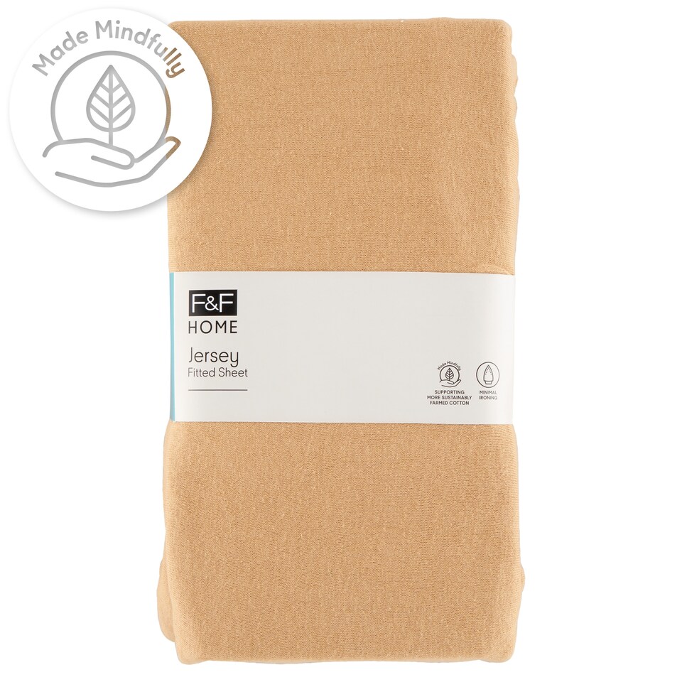 F&F Home Easy Care Jersey Mocha gumis lepedő 160 x 200 x 25 cm