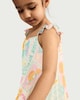 image 2 of F&F Girls Tropical Print Pleated Dress in Multi