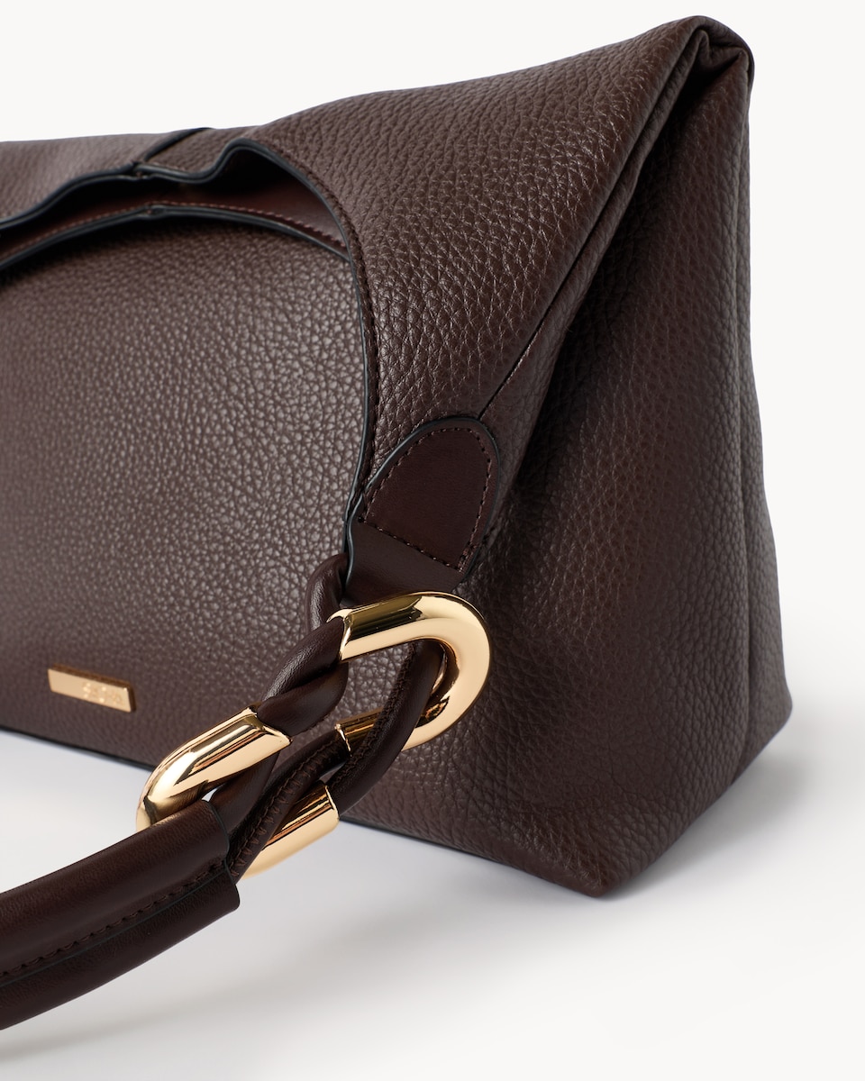 image 1 of SACHA Textured Shoulder Bag in Brown