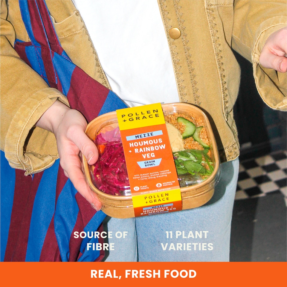 image 1 of Pollen & Grace Mezze Houmous + Rainbow Veg Grain Bowl 275g