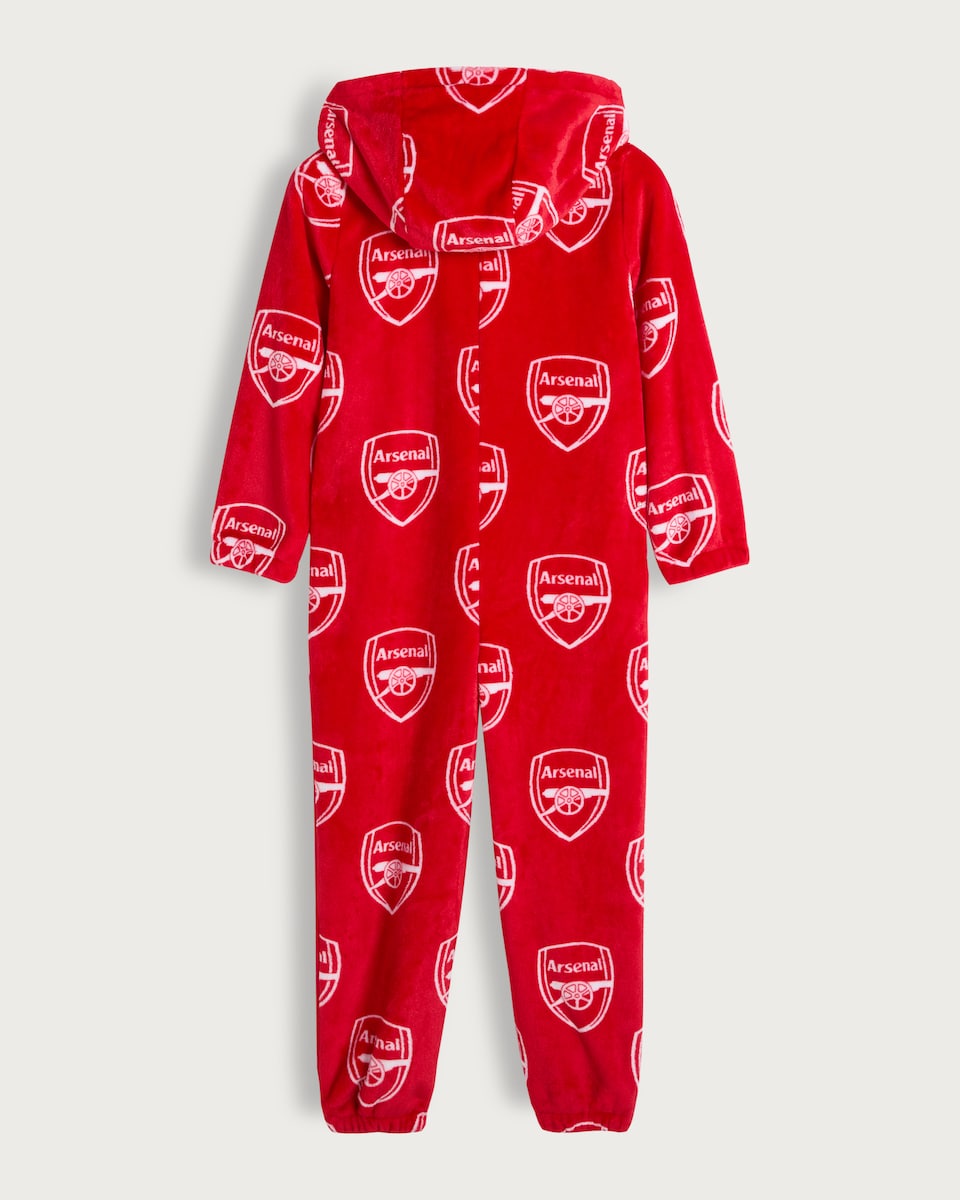image 1 of Arsenal Fleece Hooded Onesie in Red