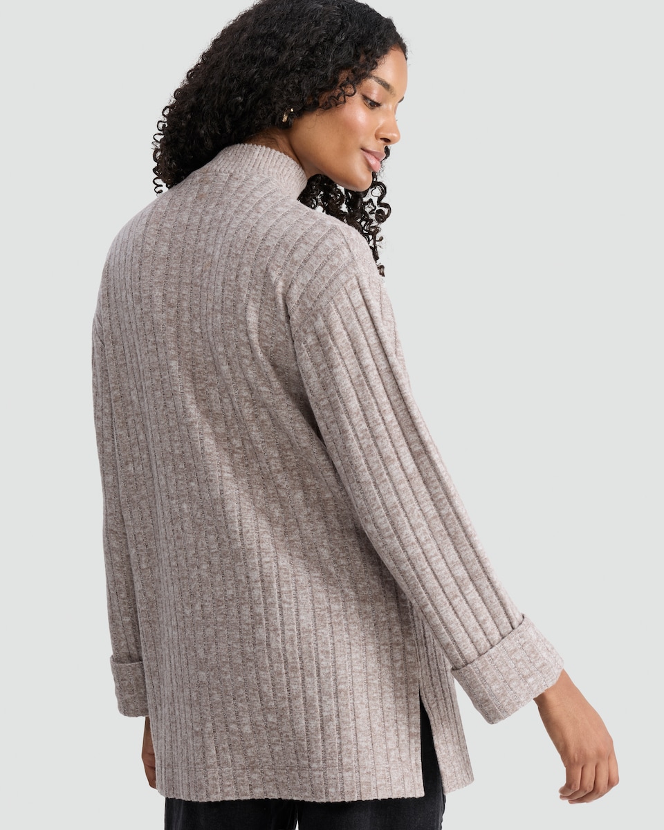 image 1 of F&F Ribbed High Neck Tunic in Neutral